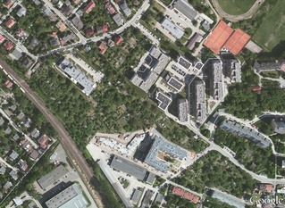 Mapa Google ROD Zieleniewski I w Krakowie - rzut z lotu ptaka pokazujący lokalizację ogrodu przy ul. Śliczna 34